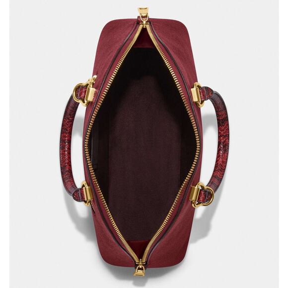 Coach Katy Snake Embossed Crossbody Satchel C5832 Cherry Red - Picture 14 of 15